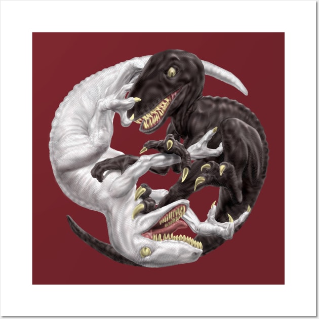 Yin Yang Raptors Wall Art by AyotaIllustration